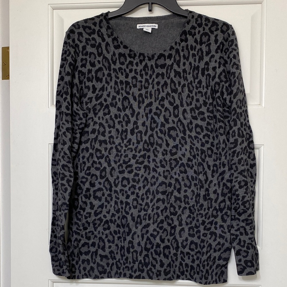 Amazon Essentials gray cheetah print sweater